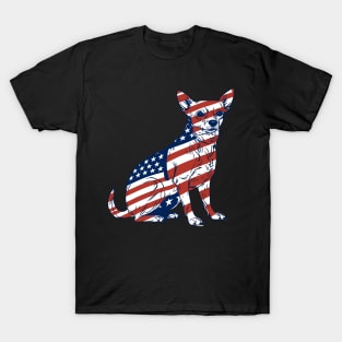 Chihuahua American Flag 4th Of July Dog Patriotic Puppy T-Shirt